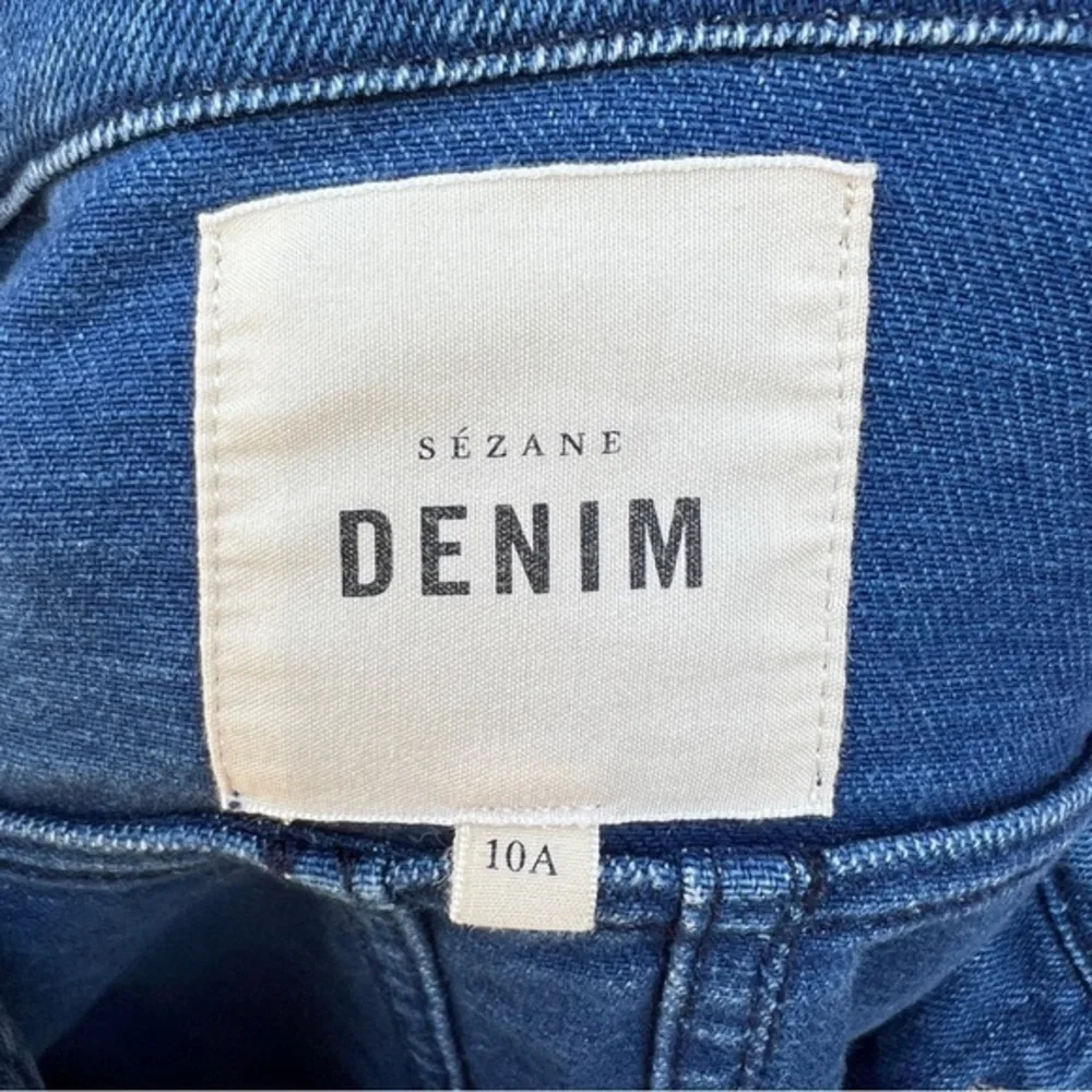 Sezane Will Denim Jacket Size 10‎ w Pockets Classic Indigo Blue